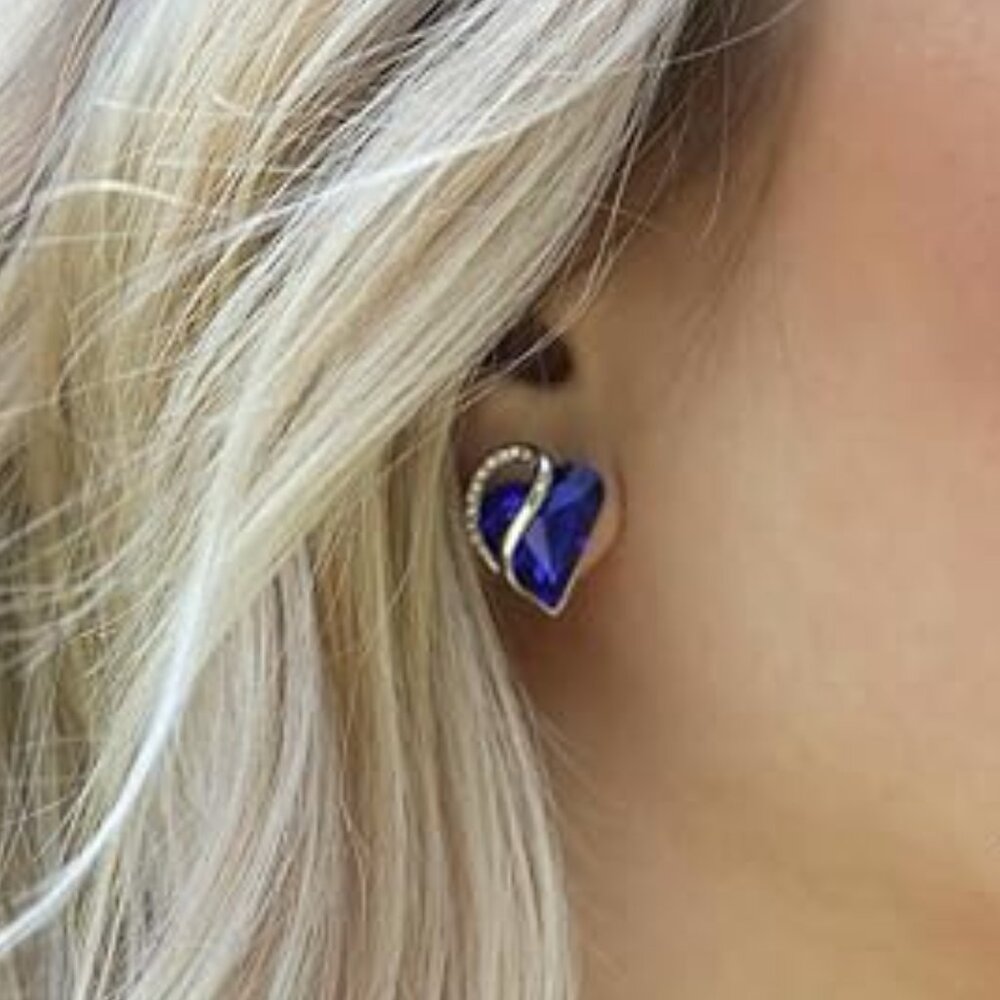 Leafael‎ Infinity Love Heart Birthstone Crystal Stud Earrings for Women, Silver